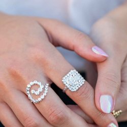 "Moondust" silver ring with moons and stars
