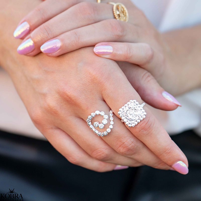 "Moondust" silver ring with moons and stars