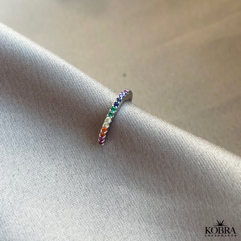 "Hawaii" lille earcuff med farvet sten i slv