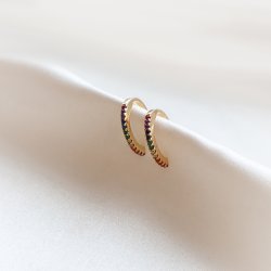 "Hawaii" lille earcuff i 18k forgyldt sterling s�lv med farvede sten