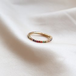 "Hawaii" 18k forgyldt ring med multifarvet sten