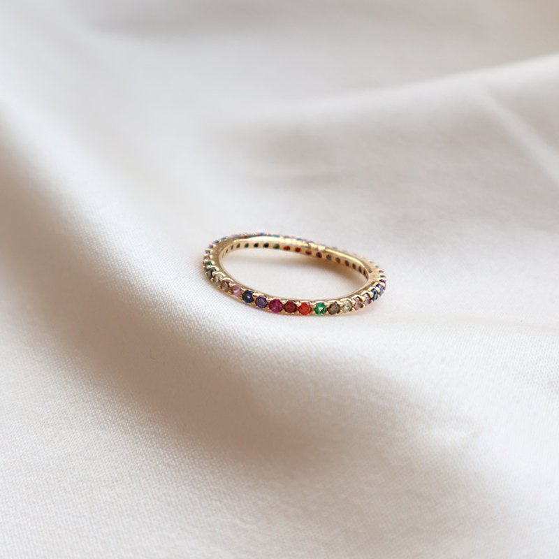 "Hawaii" 18k forgyldt ring med multifarvet sten