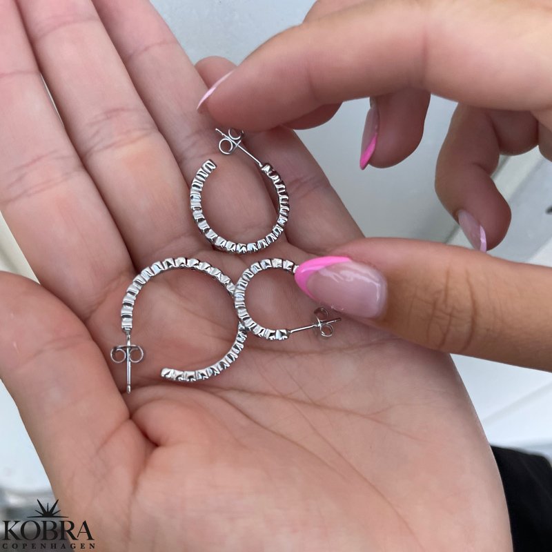 "Hawaii" small silver hoops with colored stones