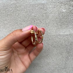 "Hawaii" 18 karat forgyldte medium creolere med farvet sten