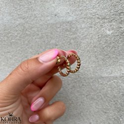 "Hawaii" 18 karat forgyldte medium creolere med farvet sten