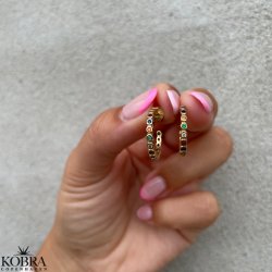 "Hawaii" 18 karat forgyldte small creolere med farvet sten