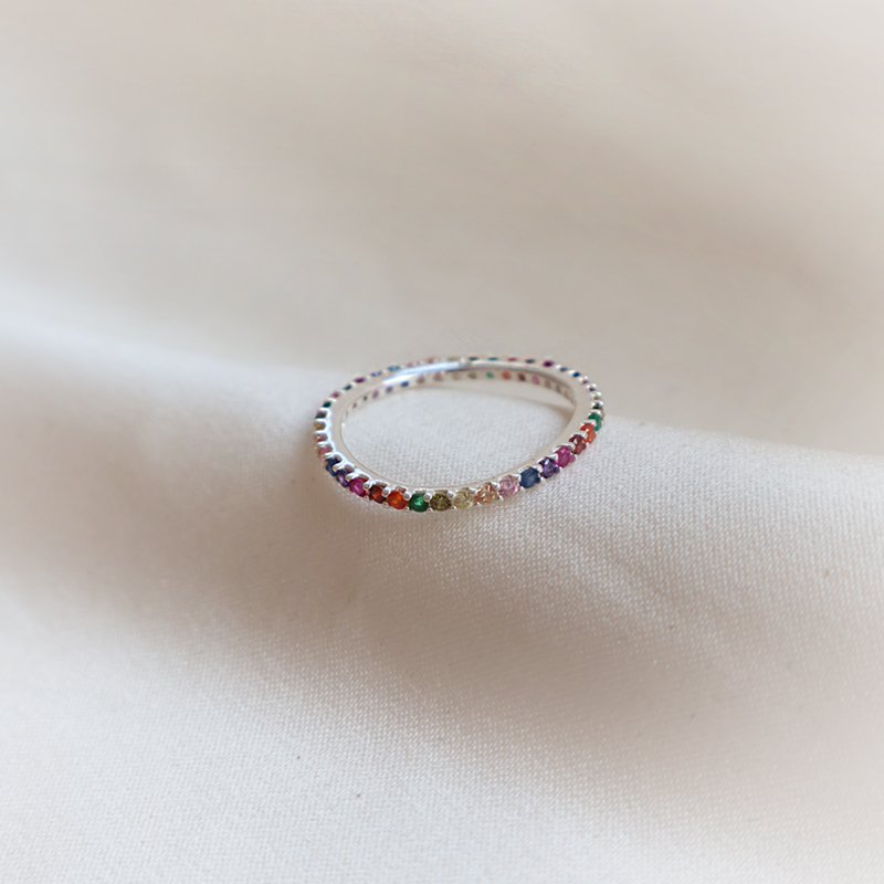 "Hawaii" sterling silver ring with multicoloured stones