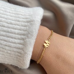 "Hayes" guld armbånd med 3 mm. panzer kæde samt dit personlige bogstav