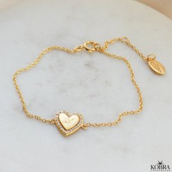 "Heart Glow" 18 karat forgyldt hjerte armbnd inklusiv gravering