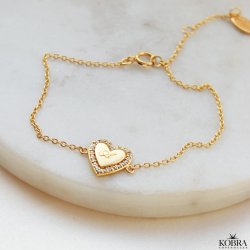 "Heart Glow" 18 karat forgyldt hjerte armbnd inklusiv gravering