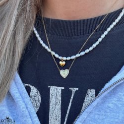 "Heart Glow" hjerte halskde i guld inklusiv gravering