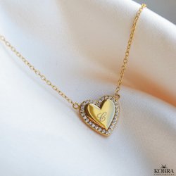 "Heart Glow" hjerte halskde i guld inklusiv gravering