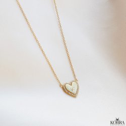 "Heart Glow" hjerte halskde i guld inklusiv gravering