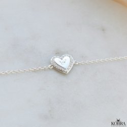 "Heart Glow" hjerte armbnd i slv inklusiv gravering