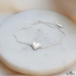 "Heart Glow" hjerte armbnd i slv inklusiv gravering