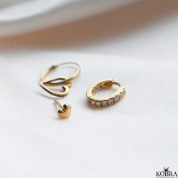 "Heart To Heart" 3 stk guld reringe med hjerte tema