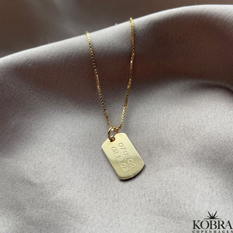 "Heather" Dogtag i forgyldt med gravering