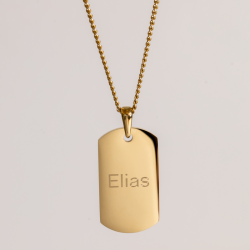 "Hector" dogtag i 18k gullbelagt st�l med gravering
