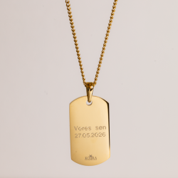 "Hector" dogtag i 18k gullbelagt st�l med gravering