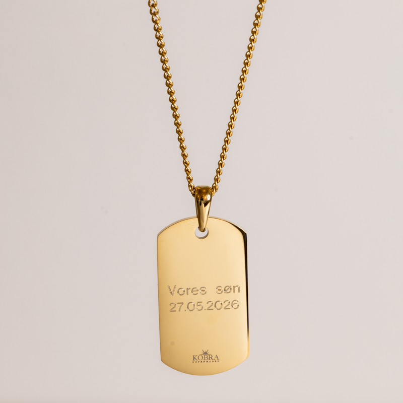"Hector" dogtag i 18k gullbelagt st�l med gravering