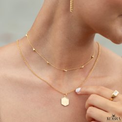 "Hero" 6 kantet guld lille halskde inklusiv personlig gravering