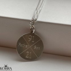 "Axton" ID tag halskde i slv med kryds gravering til mnd 