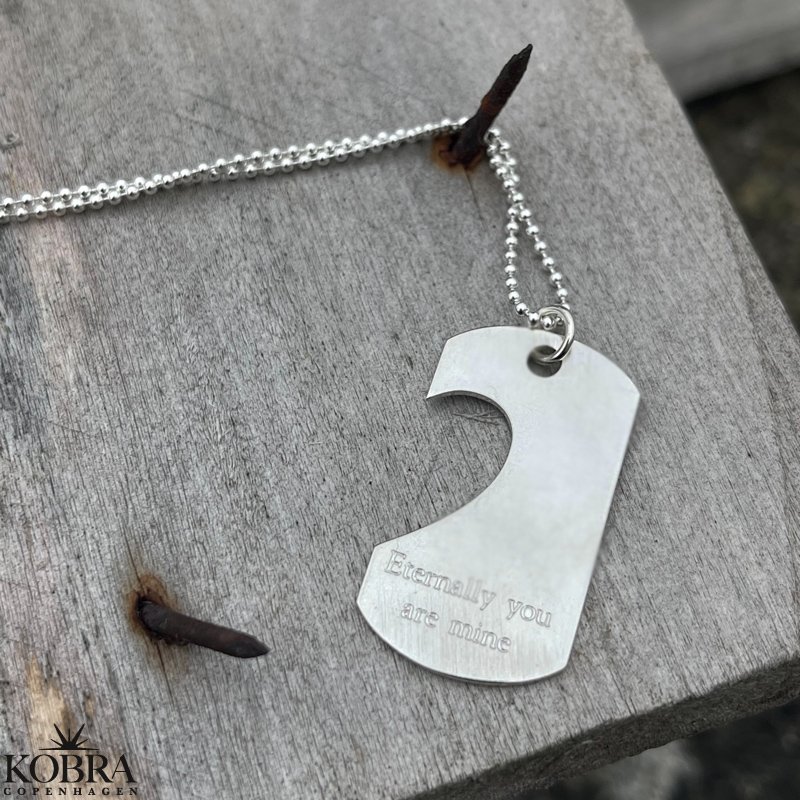 "You and Me" Dogtag i slv med slv hjerte inklusiv gravering
