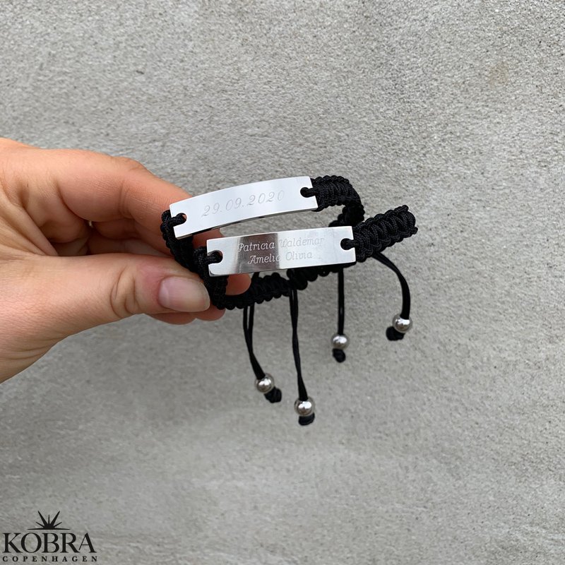 "Mercury" vandfast stl armbnd med din indgravering (sort)