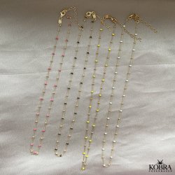 "Alba" ball necklace with colored enamel balls in gilt