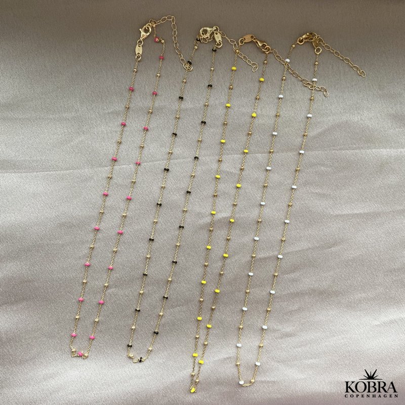 "Alba" ball necklace with colored enamel balls in gilt