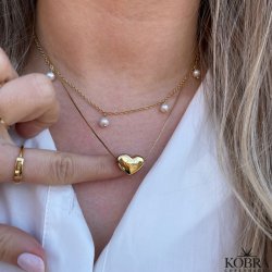 "Aura" 18 karat forgyldt hjerte halskęde inklusiv indgravering