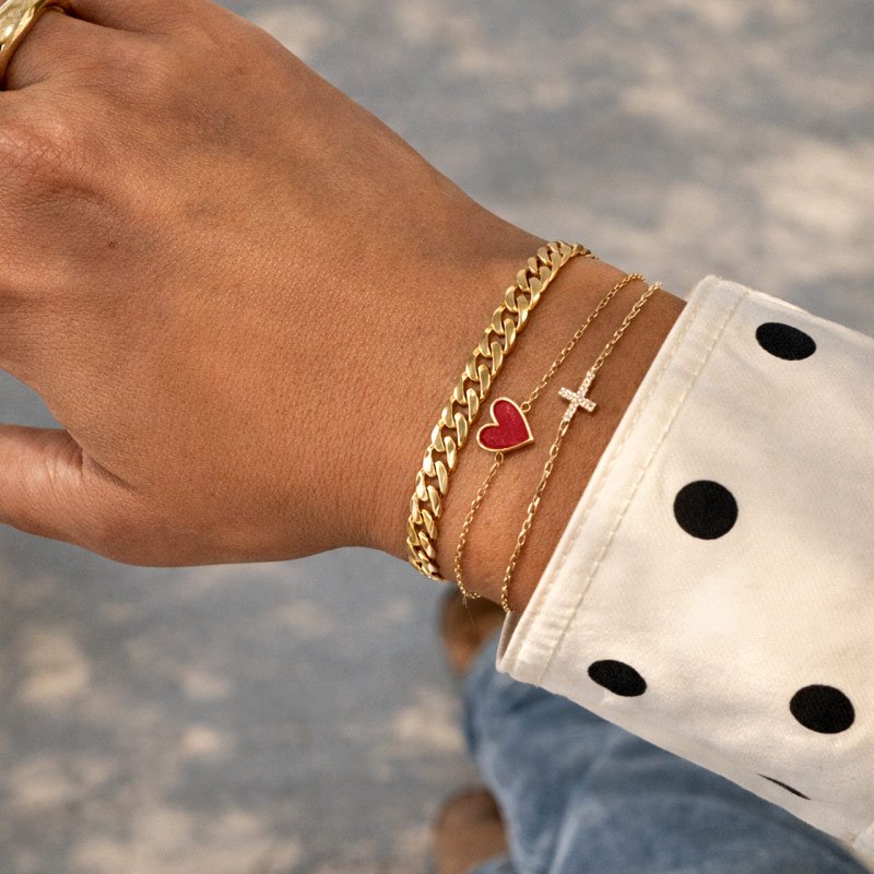 "Lucia" 18k Gold plated bracelet with cross and cubic zirconia