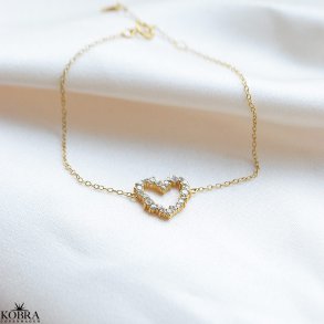 Mikami Heart Bracelet  18k Gold-Plated Sterling Silver with Cubic Zirconia