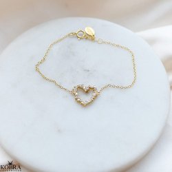 "Mikami" hjerte armbnd  18k Forgyldt sterling Slv med hvide Zirkonia