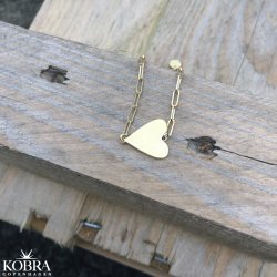 "Mathilde" hjerte armbnd i guld med personlig gravering