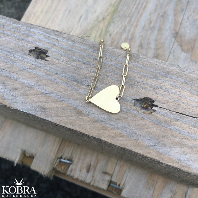 "Mathilde" hjerte armbnd i guld med personlig gravering