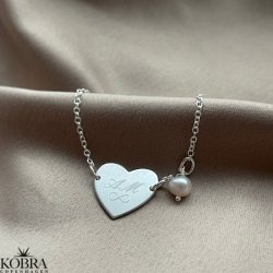 "Bella" slv hjerte armbnd med perle