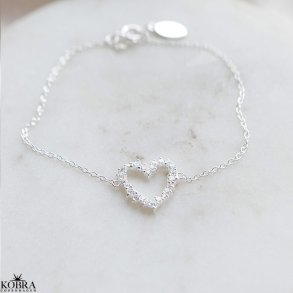 Mikami Heart Bracelet  Sterling Silver with Cubic Zirconia