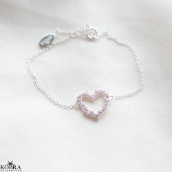 "Mikami" Hjerte Armbnd  sterling slv med lyserde Zirkonia