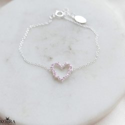 "Mikami" Hjerte Armbnd  sterling slv med lyserde Zirkonia