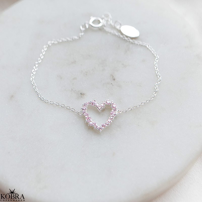 "Mikami" Hjerte Armbnd  sterling slv med lyserde Zirkonia