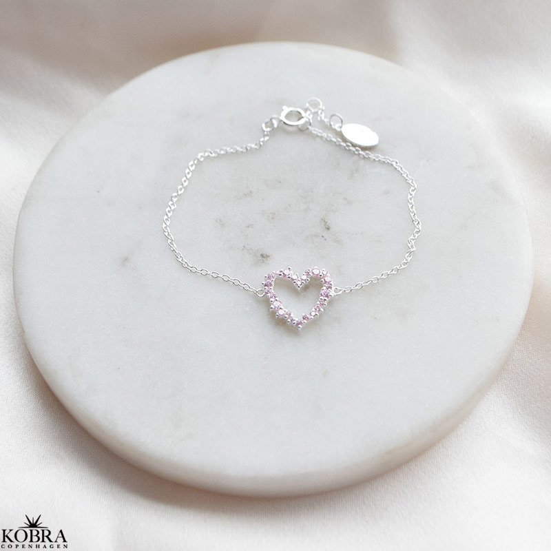 "Mikami" Hjerte Armbnd  sterling slv med lyserde Zirkonia