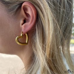 "Heartcore Hoops" 18 karat forgyldte chunky hjerte reringe
