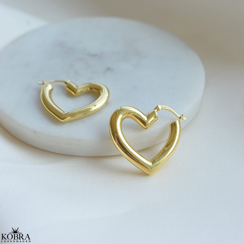 "Heartcore Hoops" 18k guldplterade chunky hjrtrhngen