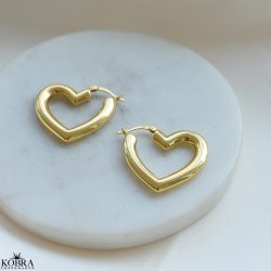 "Heartcore Hoops" 18 karat forgyldte chunky hjerte reringe