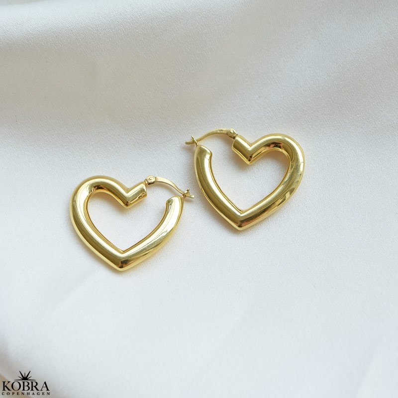 "Heartcore Hoops" 18 karat forgyldte chunky hjerte reringe