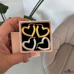 "Heartcore Hoops" store chunky hjerte reringe i slv