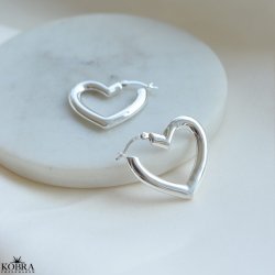 "Heartcore Hoops" store chunky hjerte reringe i slv