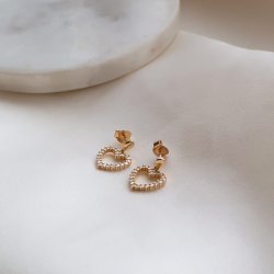 Mon Ch�ri 18K Gold Plated Heart Earrings