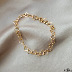 "Alara" gold bracelet with gold hearts